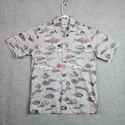 Camisa informal Cooke Street Honolulu 100 % algodón con botones estampado de peces mar talla M Foto 1 de 4