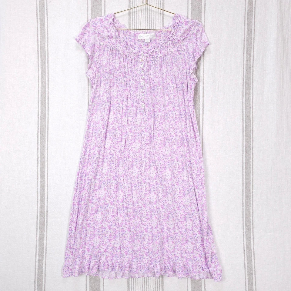 Ночная рубашка Eileen West размер средний хлопок цветочный узор оборка коттеджкор уютная мягкая - Изображение 1 из 4