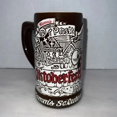 Taza vintage 1973 Oktoberfest Hamm's Salutes cerveza piedra Brasil cerámica Ceramarte Foto 1 de 4