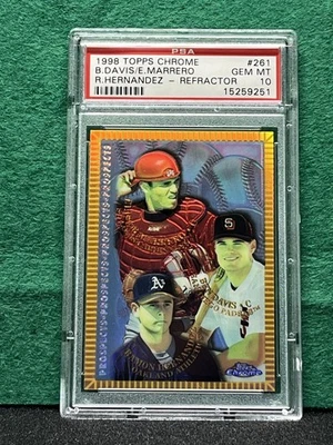 Topps Chrome Prospects #261 1998 refractor (RC) Ramón Hernández PSA 10 gemas como nuevo Foto 1 de 2
