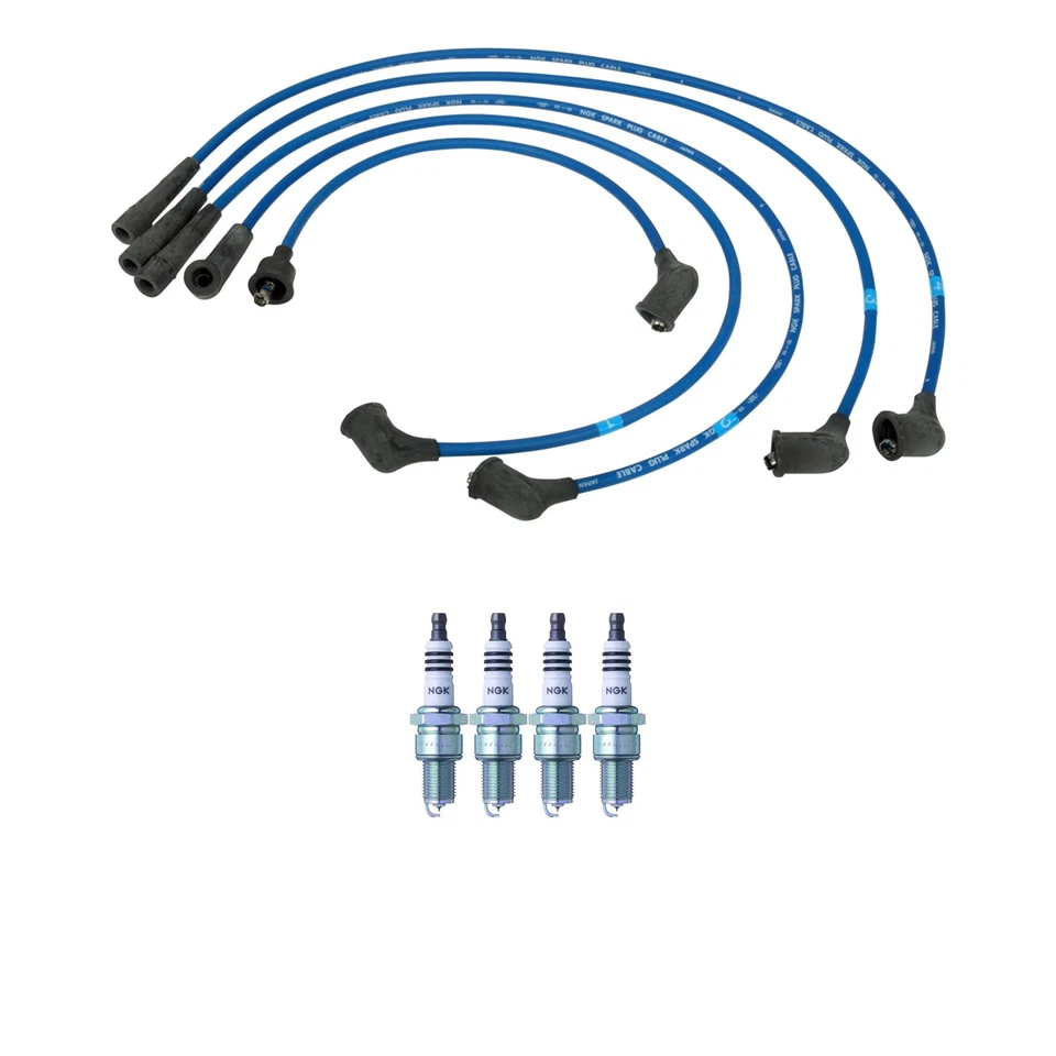 Juego de cables NGK de 7 mm y kit de 4 bujías de iridio para base Nissan 200SX 510 610 710 L4 Foto 1 de 1