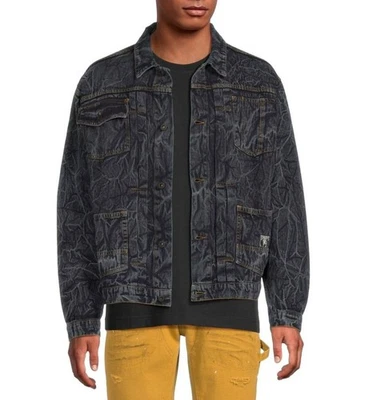 Chaqueta de mezclilla arrugada con aspecto texturizado 100 % algodón azul marino talla S $400 nueva con etiquetas Prps Foto 1 de 4