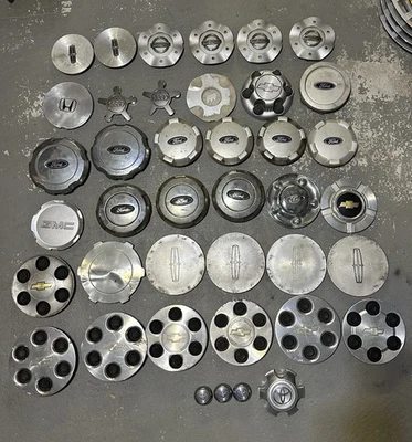 Lot Of Approx 40 Misc Center Caps Hubcaps Nissan Toyota Ford Honda Chevy Lincoln - Image 1 of 4
