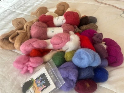 Large lot Needle felting New Zealand wool assorted colors and needle - Image 1 of 4