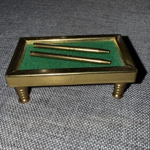 Vtg Miniature Brass Pool Table W/Sticks Cues Dollhouse Made In Holland - Picture 1 of 6