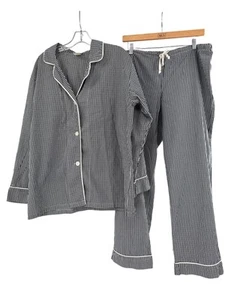 Bed Head Black & White Gingham Pajama Set With Piped Trim & Elastic Waist Large - Picture 1 of 8
