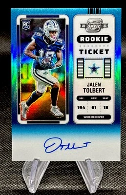 2022 Panini Contenders Optic Rookie Ticket RPS Auto Teal /99 Jalen Tolbert #122 - Image 1 of 2