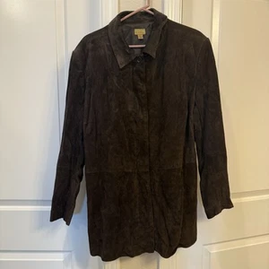 Caslon (Nordstrom) Leather Suede Coat Button Jacket Women’s Sz 2X Vintage Brown - Picture 1 of 8