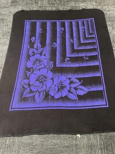 Vintage San Marcos Floral Blanket Purple Reversible approx 90x71 - Picture 1 of 4