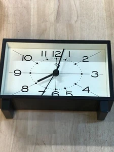 S&N Clock Retro Style Sleek 50s Sputnik Black & White Home Office Decor Tested - Picture 1 of 2