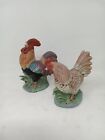 2x Vintage Retro Ceramic Chicken Rooster Hen Cockrel Figurines