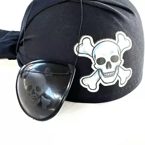 Teschio pirata berretto e toppa occhi accessorio costume Halloween cosplay - Foto 1 di 7