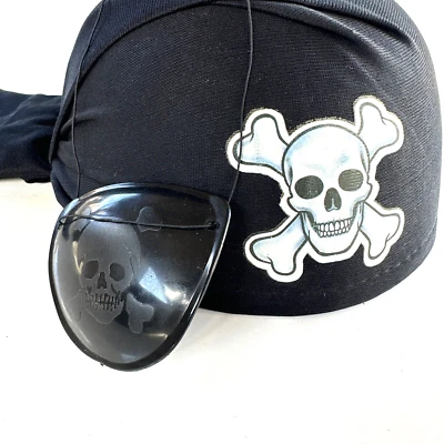 Pirate Skull Cap and Eye Patch Halloween Costume Accessory Cosplay - Image 1 of 4