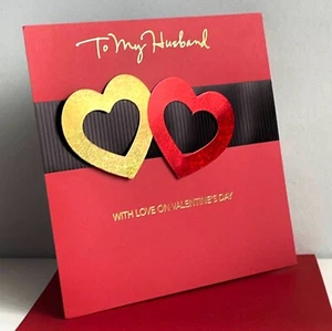 Elegant VALENTINE'S DAY Card FOR HUSBAND Gold Red by American Greetings+Envelope - Picture 1 of 7
