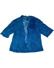 Karen Miller Sz 16 W Blue Floral Mesh Sequined Lace Open Front Blouse