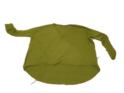 Blusa para mujer DOUBLE ZERO verde oliva manga larga sobrepelliz cuello en V grande recortada Foto 1 de 4