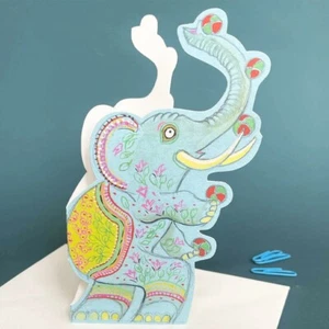 Elephant Juggling Die Cut Greetings Card Daniel Mackie - 5 x 5 inches with env - Picture 1 of 2