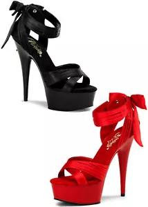 Pleaser DELIGHT-668, 6 Inch Stiletto Heel Criss Cross Pleated Satin Strap S&al - Picture 1 of 3