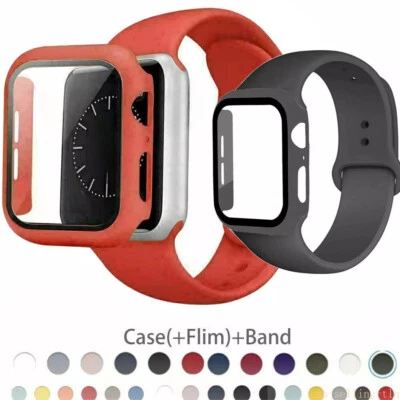 Screen Case Silicone iWatch Band Strap For Apple Watch 11 10 9 8 7 6 5 4 SE 3 2 - Image 1 of 4
