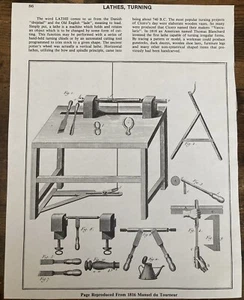 Book Clipping Photo Vintage Tools Turning Lathe Wall Art - Picture 1 of 1
