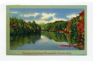 Postal Hanson MA 1956, colores otoño, canoa, campamento Wampatuck - Imagen 1 de 2