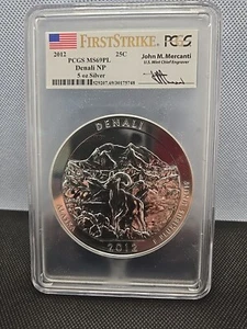 2012 5 oz Silver PCGS MS69PL DENALI NP John Mercanti Signed - Picture 1 of 2