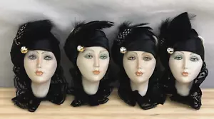 Set 4 Vintage Bel Ombré Porcellana Fine Porcelain Doll Bust Ornaments Italy - Picture 1 of 9