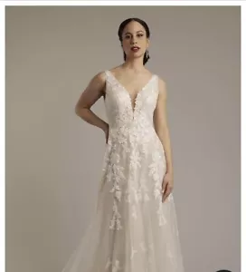 Allure Romance Tulle Tank-A Line Sequin Wedding Dress Size 18 - Picture 1 of 16