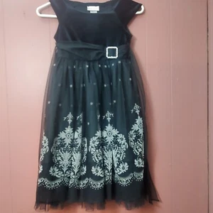 Jenny & Me Girls Size 10 Dress Formal Party Black/Silver Tulle/Velvet - Picture 1 of 9