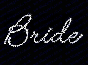 Diamonte Hotfix Wedding Transfer Rhinestones motif " Bride " -Style 1 - Imagen 1 de 1