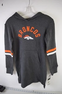 Small Girls NWT NFL Denver Broncos heather grey embroidered light soft hoody - Picture 1 of 3