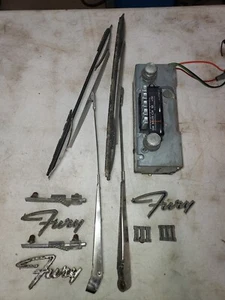 1965 Plymouth Fury 3 Parts LOT Radio Wiper Emblems Commando - Picture 1 of 11