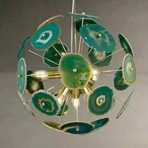 MID CENTURY GRÜNER ACHAT STEIN IGEL SPUTNIK KRONLEUCHTER MODERN STILNOVO KALMAR - Bild 1 von 14