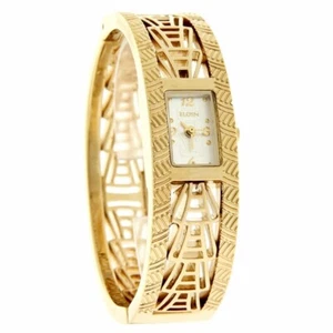 Elgin Quartz Ladies Gold Tone Bracelet Cuff Dress Watch EG1047 - Picture 1 of 2