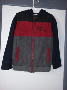 10 in Little Boys Size L Tony Hawk hooded insulated jacket black red full zip - Picture 1 of 21