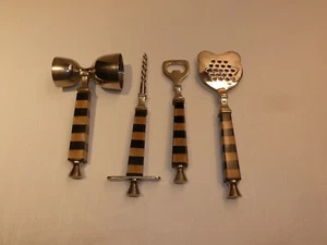 Darren Ransdell Set 4 Bar Tools, Plastic Handles, Brown/Black Stripe - Picture 1 of 6