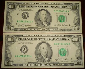 1981, 1981A $100 Federal Reserve Notes, 40+ Year Old "Small Heads", Ships FREE - Picture 1 of 2