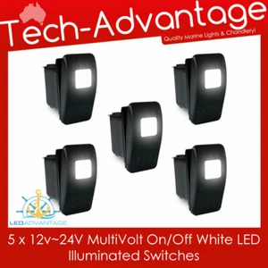 5 x 12v ~ 24v BLANCO Negro Retroiluminado LED Interruptores Rocker Barco Caravana MARINA - Imagen 1 de 6