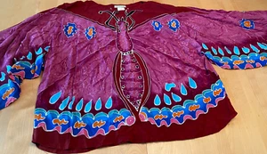 NWT GREEN FIELDS BATIK BUTTERFLY SHIRT O/S BOHO FESTIVAL ARTSY  - Picture 1 of 9