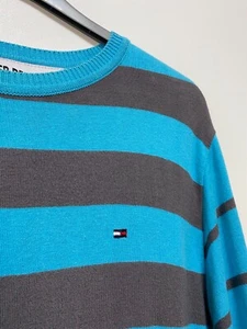 Jersey de algodón a rayas azules cuello redondo Hilfiger Denim para hombre talla 2XL - Imagen 1 de 4