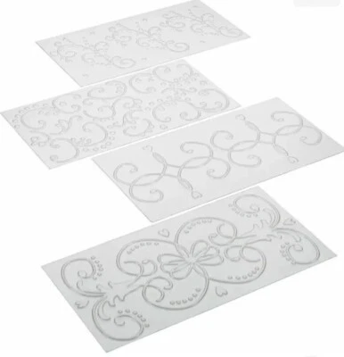 Cake Boss Imprint Mat Set 4 Piece Transparent Baking Decorations New - Image 1 of 3