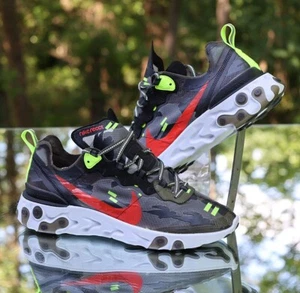 Nike React Element 87 Men’s Size 10 Olive Bright Crimson Custom CJ4988-200 - Picture 1 of 12