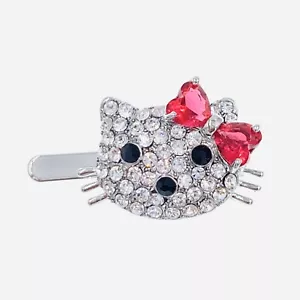 Kitty Cat Magnet Haarspange Pin aus Swarovski Kristall kleine Barrette rosa - Bild 1 von 3