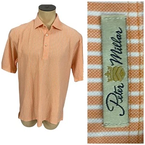 Camisa Peter Millar Para Hombres Mediana Polo Naranja Oficina Atlética Preppy Lujo Golf - Imagen 1 de 14