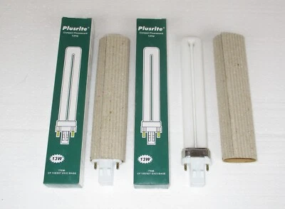 2 Plusrite Compact Fluorescent Lamp 13Watt CF13S/827 GX23 Base