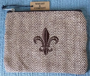 Wright & Company ~ Brown Herringbone Tweed ~ ZIPPER POUCH ~ Multipurpose ~ NEW! - Picture 1 of 5