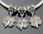 30pcs Tibetan Silver Four-Leaf Clover Dangle Charms Fit European Bracelet ZY61