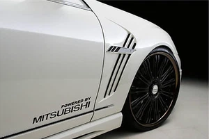 Calcomanía deportiva de carreras Powered by MITSUBISHI emblema logotipo logotipo par NEGRO - Imagen 1 de 1