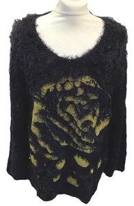 Jersey MARBLE Negro Esponjoso Patrón Tigre Reino Unido XL PUBLICACIÓN GRATUITA - Imagen 1 de 6