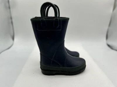 Rain Boot Kids Sz 6 Blue Leather Steel Shank Waterproof Pull On - Image 1 of 4